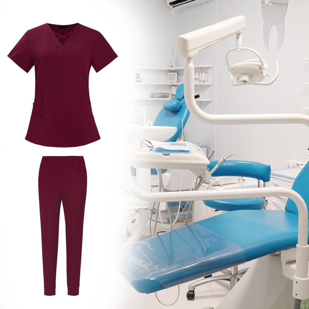 Elastic Waist Scrub Set for and Jogging, Featuring Soft Breathable Design Medical