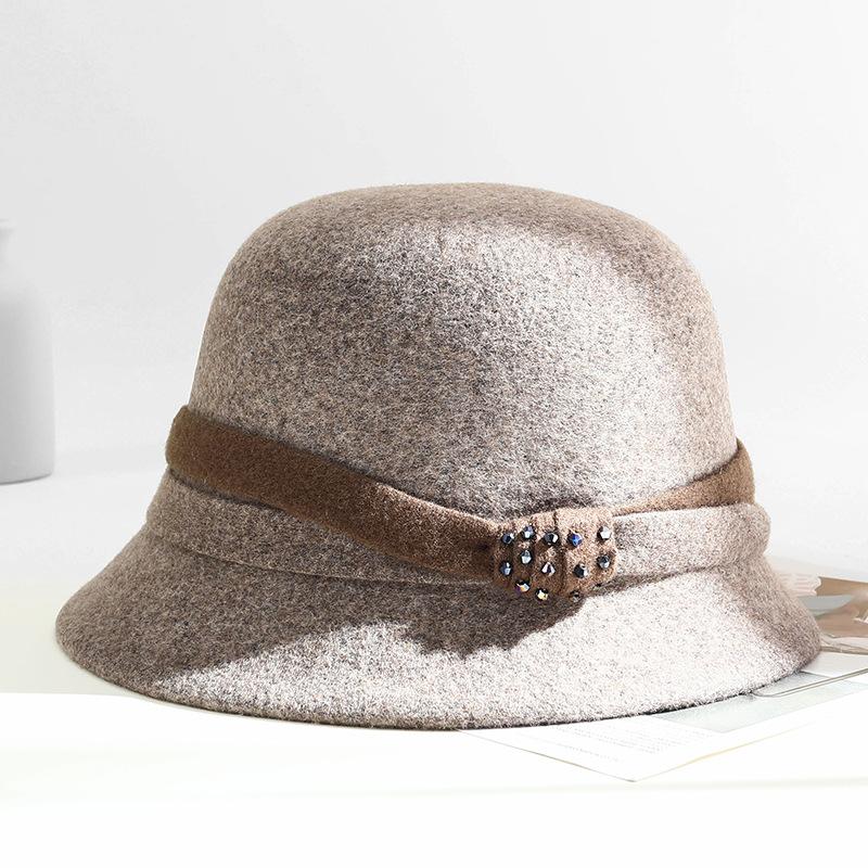 New wool bucket hat women's autumn and winter elegant basin hat outdoor leisure warm woolen top hat
