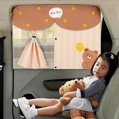 Multiple Patterns Cute Cartoon Car Side Window Sun Shade Magnetic Windshield Sunshade Foldable Rear Side Auto Window Cover Kids