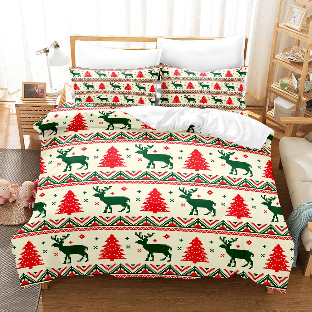 3D Merry Christmas Bedding Set King Queen Bed Down Duvet Cover Pillowcase 2/3pcs Happy New Year Bedcover Luxury Home Textile Gift