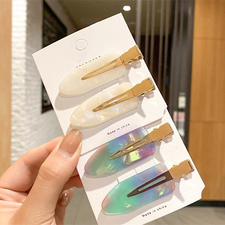 2/3/4 יחידות פשוט סאקורה ורוד קליפ שיער ללא תפרים סדין אצטט לנשים ללא כיפוף פוני קליפ סיכות ראש סיכות שיער כלי לעיצוב שיער