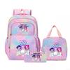 K-Pop Inspired Cartoon School Backpack Set Teen Girls 3pcs Lunch Bag Main Pencil Case Arc Shoulder Straps British Style