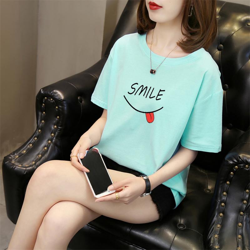Harajuku funny letter print Short Sleeve T-shirts Women Summer pure cotton Casual loose student T Shirt Women's Y2k Tops