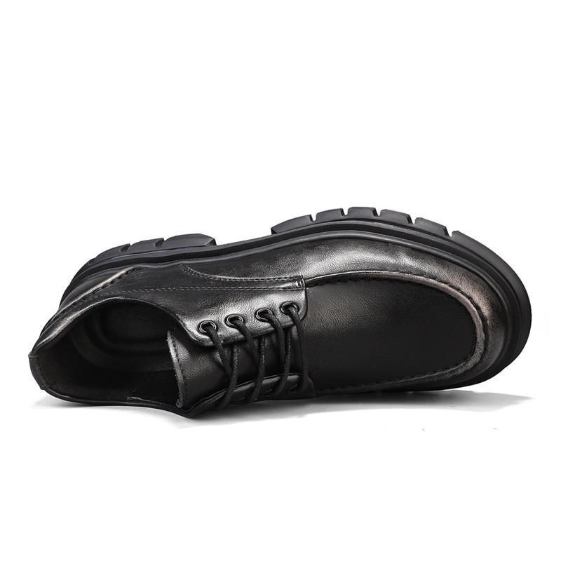 Fashion Men's Thick-soled Leather Shoes Lace Up Casual Shoes