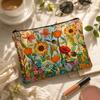 Floral Toiletries Organizer Double-sided Printed Large Capacity Flower Makeup Bag Canvas Zipper Pouch Cosmetics Storage Bag