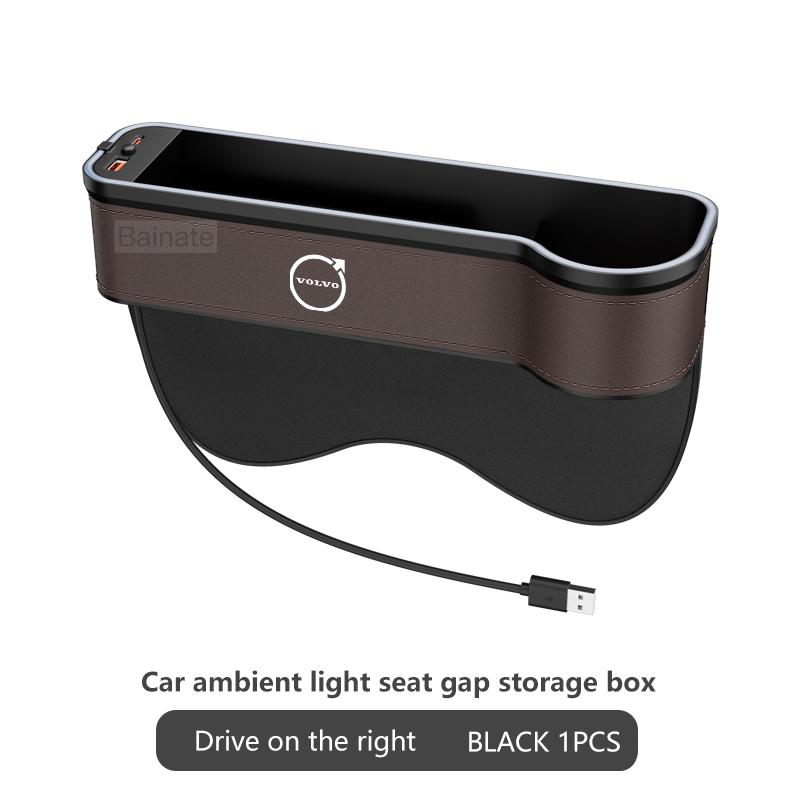 NEUE Auto-Spalt-Aufbewahrungsbox USB Bunte LED für Volvo V60 V40 XC90 S60 XC60 S90 V90 CX70 XC40 C40 C70 EX90 Sitzspalt-Tasche