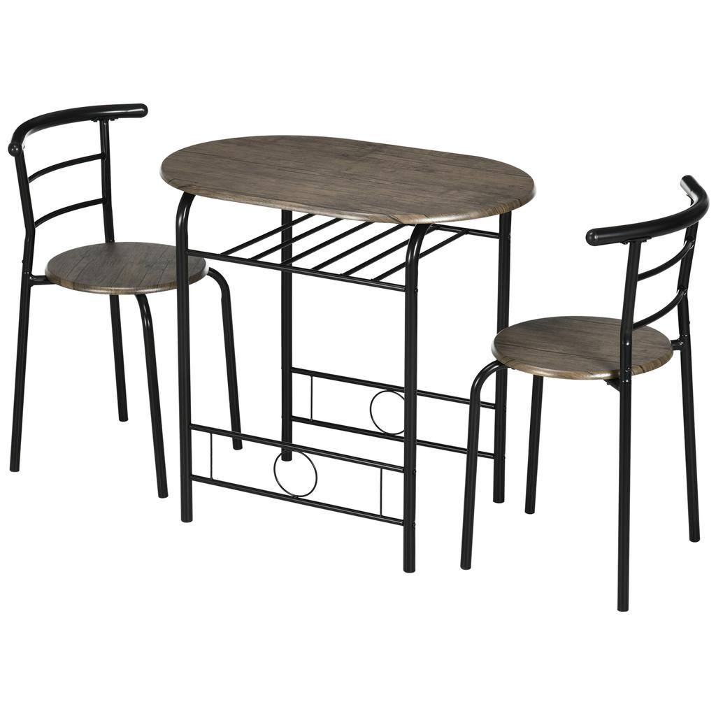 Bistro Set 3-Piece, 1 Table, 2 Chairs, 80 Cm X 53 Cm X 74.5 Cm, Black