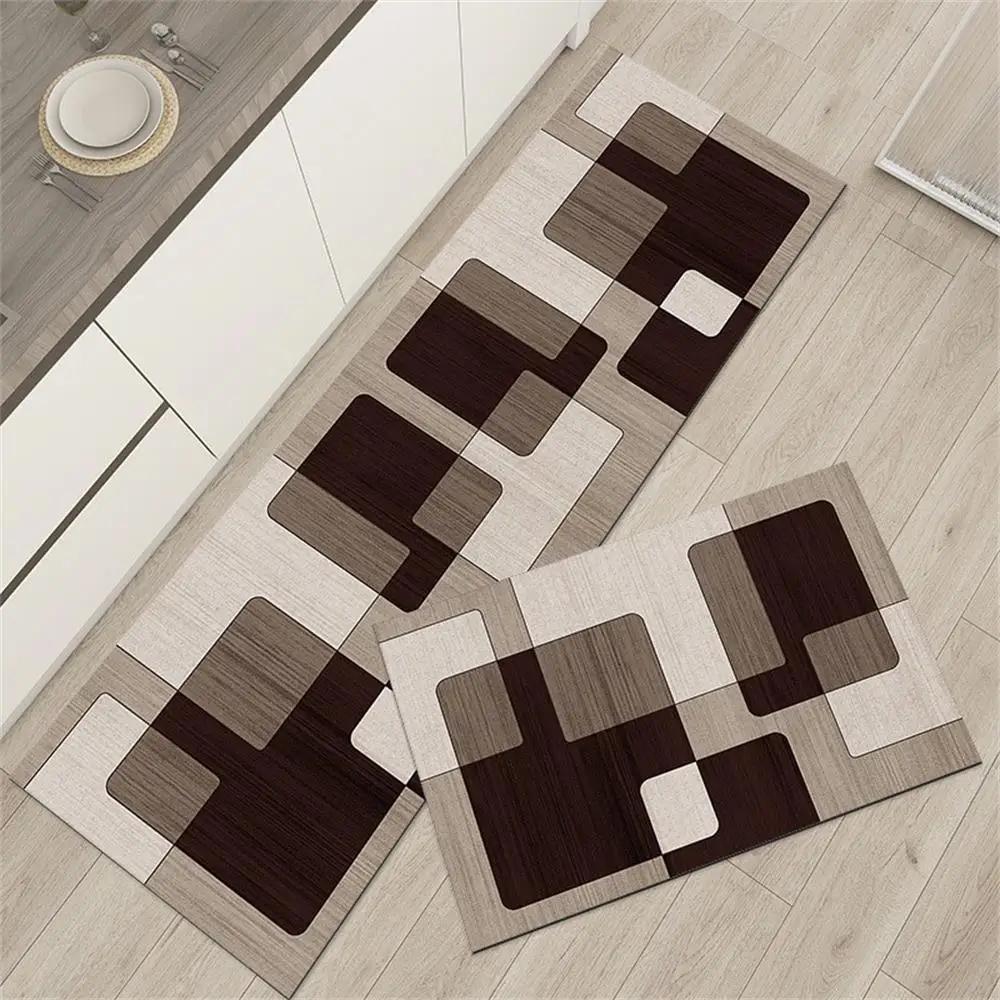 Black White Moroccan Pattern Kitchen Mat Non-Slip Machine Washable Rug Set for Home Decor Anti-Fatigue Floor Mats
