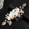 White Flower Hair Combs Bride Wedding Headpiece Bridal Pearl Hairpins Side Clips Super Fairy Floral Hair Jewelry Accessories