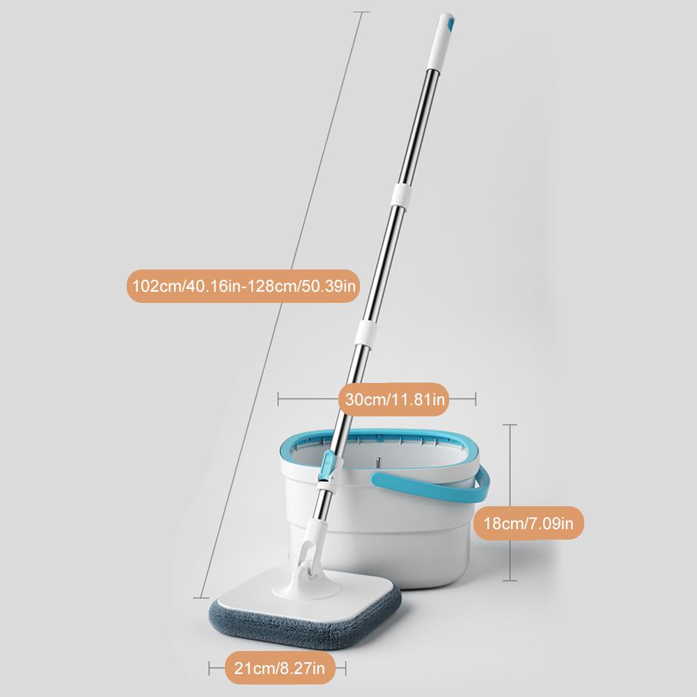 Microfiber Spin Mops Bucket with 4 Replaceable Mop Pads Separation Dirty and Clean Water Wet and Dry Mop 360 Rotating Square Mop