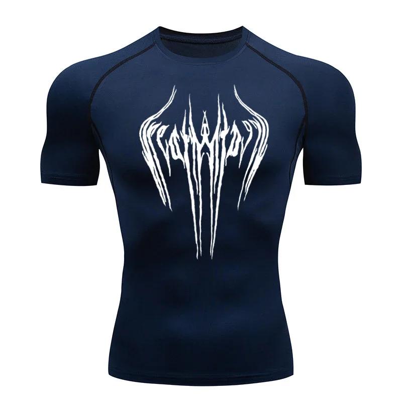 Men's Breathable Compression Sports T-shirt Short-sleeved Bodybuilding Fitness Sweatshirt Jogging Training Sportswear Top S-3XL