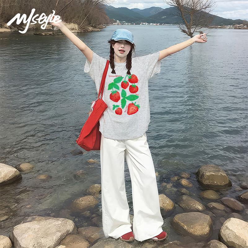 Women's Strawberry Print Cotton T-Shirt