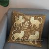 2D Golden Cats And Thistle Pattern Pillow Cover Pattern Cushion Cover Suitable For Sofa Bedroom Car Pillow Cover