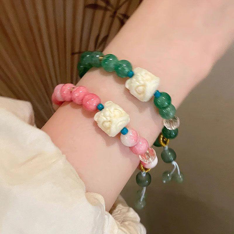 Elegant Beaded Butterfly Bracelet for Women - Chinese Style, High-End Ancient Design