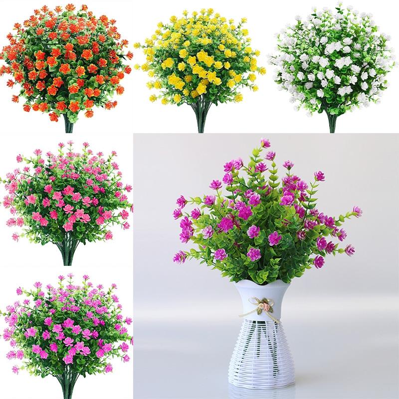 Artificial Fall Flowers Outdoor Fake Plants UV Resistant Faux Plastic Greenery Halloween Garden Porch Patio Fall Home Decor