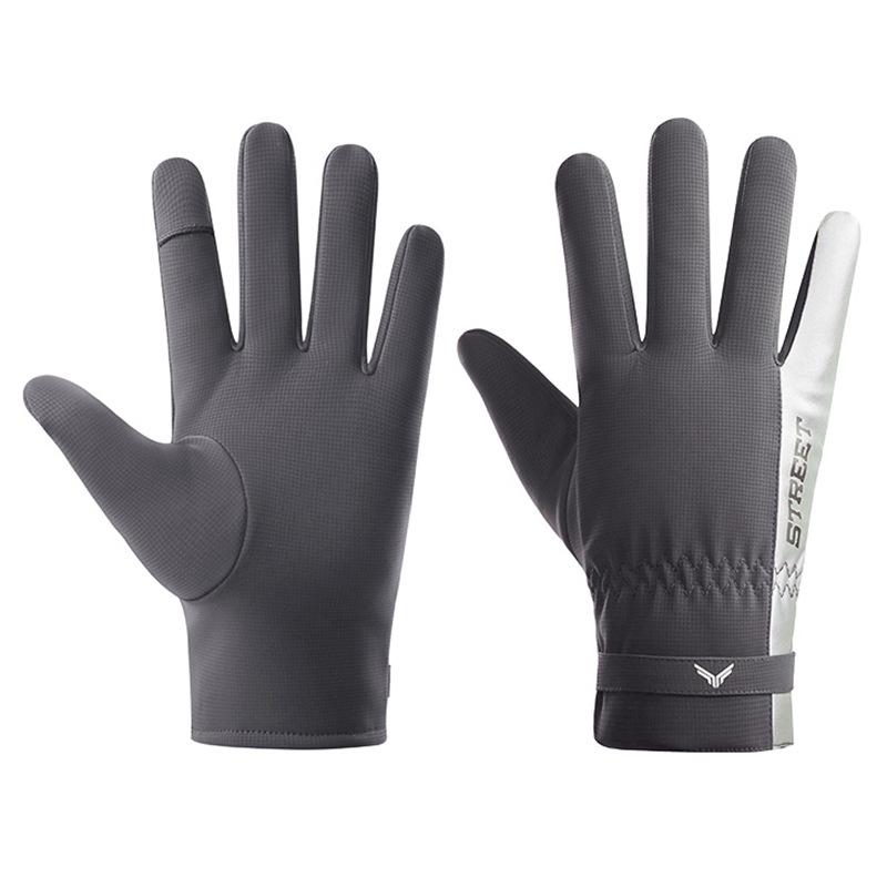 Skin feel Warm Gloves for Men Touch Screen Winter Outdoor Cycling  Reflective Fleece  Thickened  Water Repellent Sports Fingerless Gloves