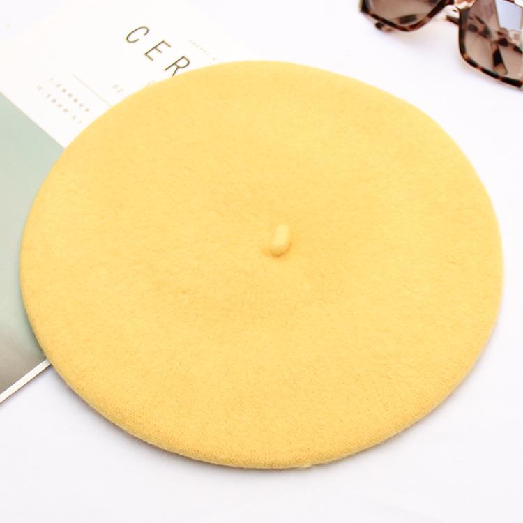 Autumn And Winter Women'S Solid Color Light Board Wool Woolen Beret Retro Simple Fashion Painter Hat Bud Hat