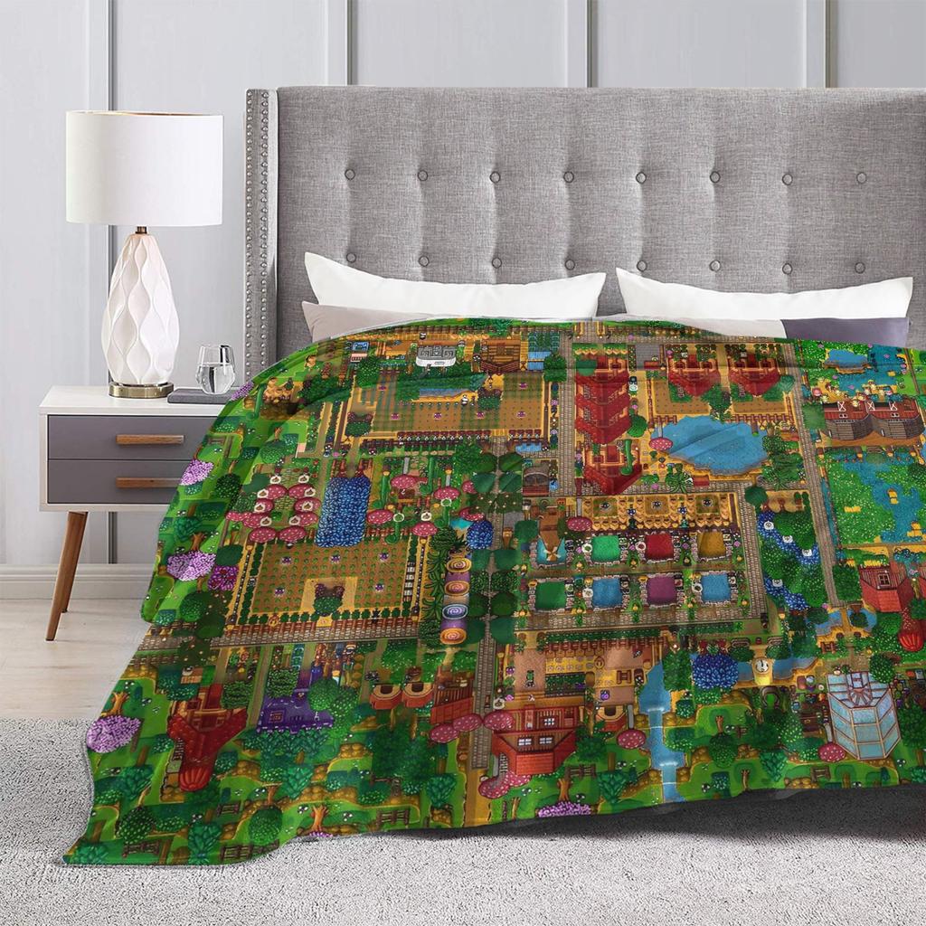 Stardew Valley Karte Tiere Weiche Warme Decke Reise Plüsch Überwurf Lustige Wohnzimmer Flanell Bettdecke Sofa Bettbezug