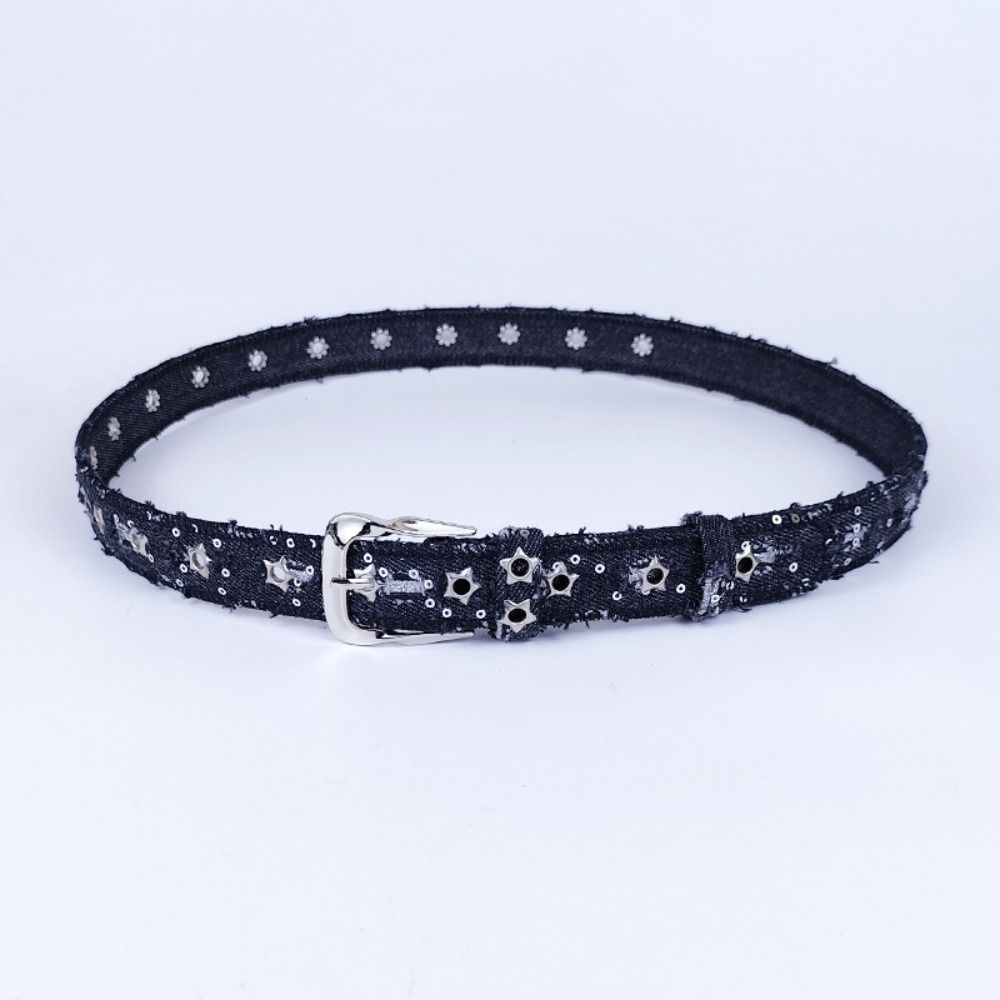 Pin Buckle Denim Waist Belt All-Match Star Cutout Belt Trendy Canvas Jeans Belt For Women