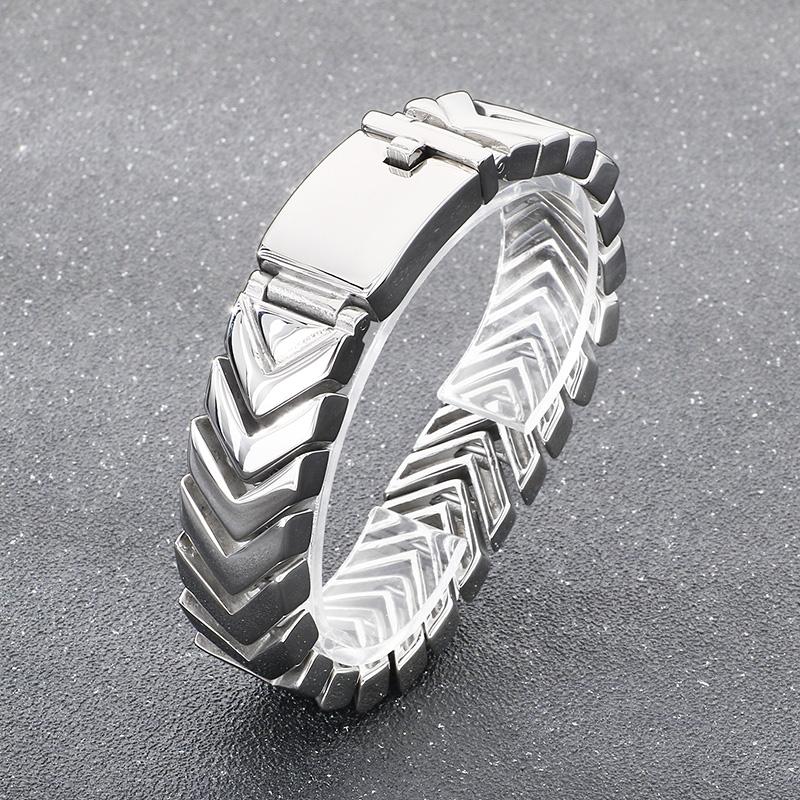 

Stainless Steel Chevron Design Bracelet Men s Punk Polished Fashion Health Wristband Metal Jewelry for Daily Wear Gift 21cm