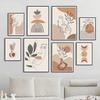 Boho Abstract Lines Girl Leaf Geometry Wall Art Canvas Painting Nordic Minimalist Posters Prints Pictures For Living Room Decor