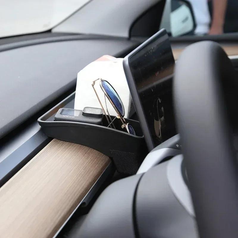 Für Tesla Model 3/Y/3+ ETC Armaturenbrett-Bildschirm Hinterer Aufbewahrungsbehälter Ablage Taschentuchbox Unsichtbare Halterung Organizer Innenzubehör