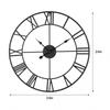 Large Black Skeleton Roman Numeral Wall Clock, Industrial Minimalist Silent Non-Ticking Metal Clock for Living Room Decor