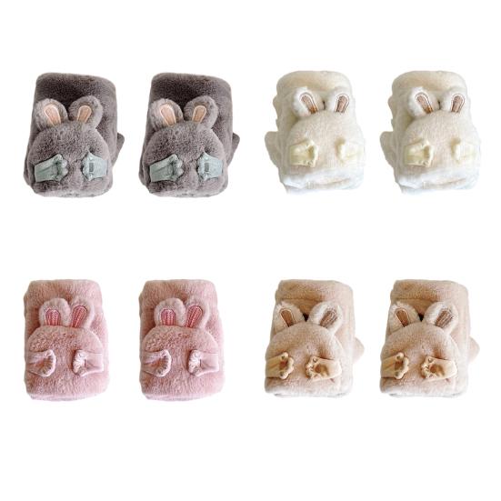 Women Winter Plush Gloves Thickened Warm Fuzzy Rabbit Mittens Girls Convertible Winter Fingerless Mittens