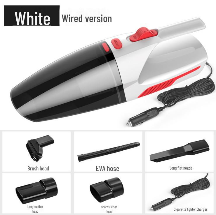 

Портативный ручной автомобильный пылесос: Влажная/сухая уборка, беспроводная, высокая мощность Wired белый