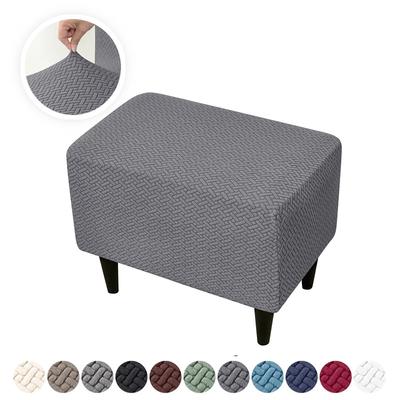 1PC Solid Color Elastic Ottoman Stool Cover Jacquard Sofa Footrest Covers All-inclusive Dust-proof Footstool Slipcovers for Home