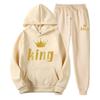 Couple Matching Hoodie Set King Queen Long Sleeve Tracksuit Men Women Casual Sportswear