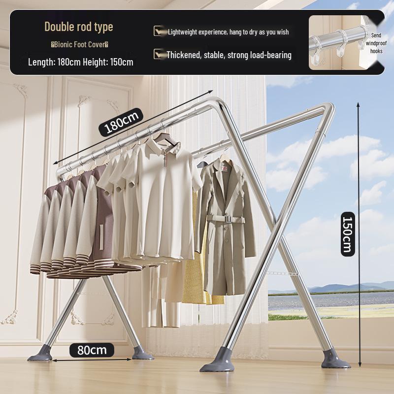 Sturdy Stainless Steel Clothes Drying Rack with Single Rod for Indoors and Outdoors