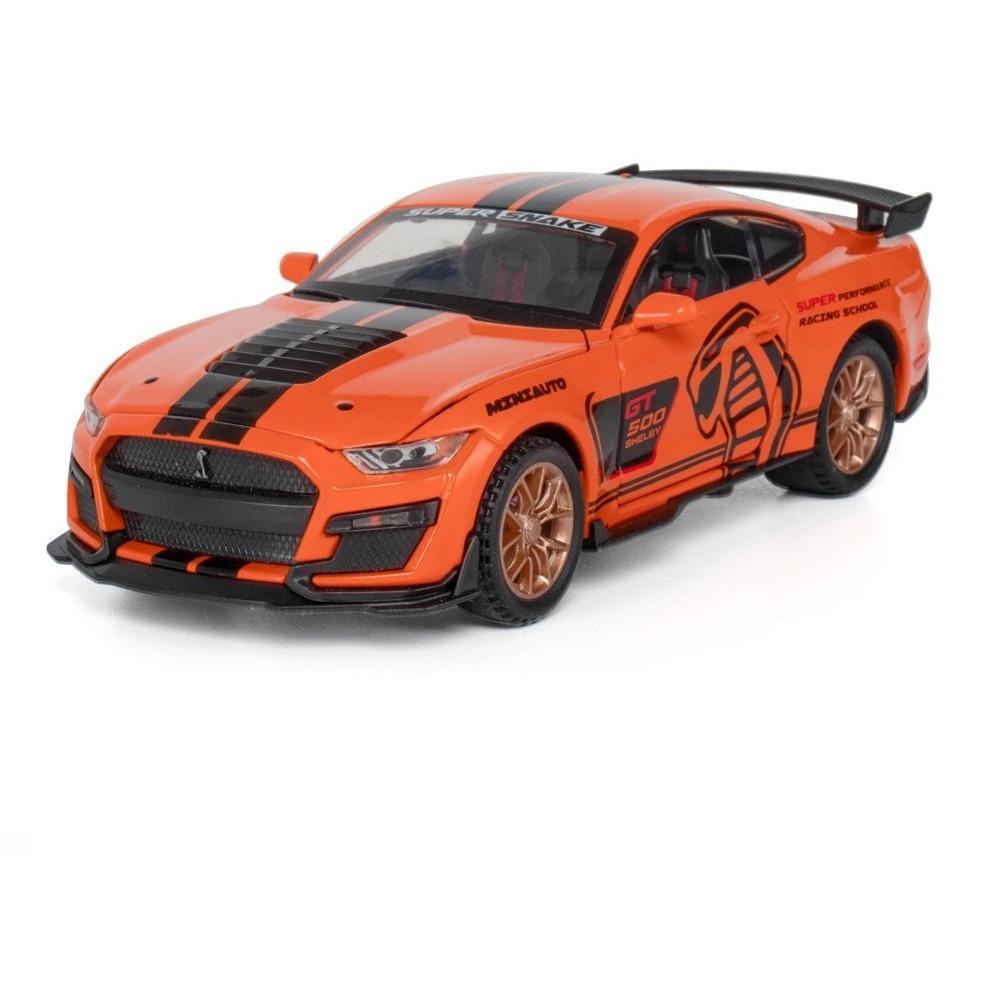 

1/32 Ford Shelby GT500 Toy Car for Children Diecast Metal Miniature Model Pull Back Sound & Light Collection Gift Kid Boys оранжевый