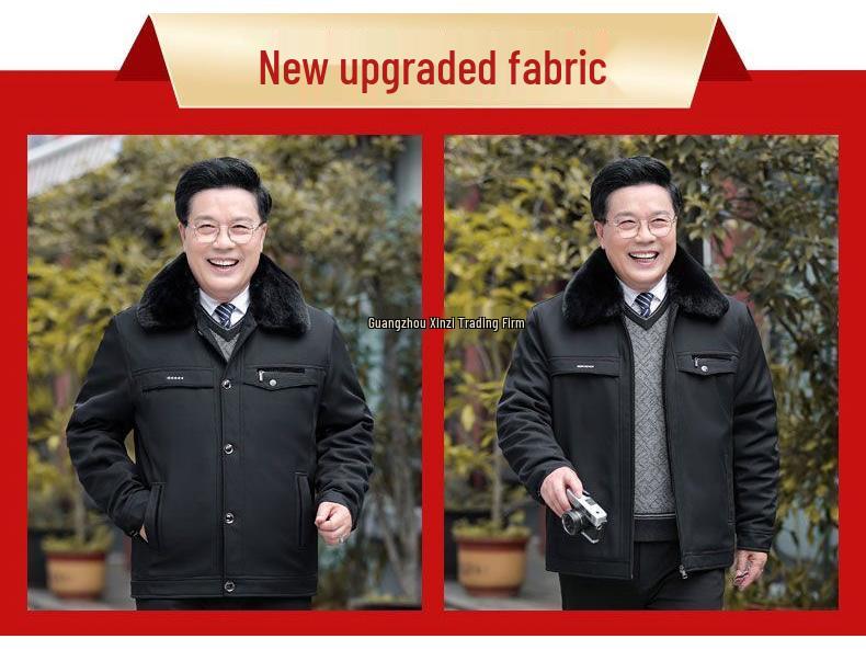 Men's Thick Warm Fleece-Lined Jacket, Short Cotton-Padded Coat for Autumn/Winter, Ideal for Middle-Aged and Elderly Dads.