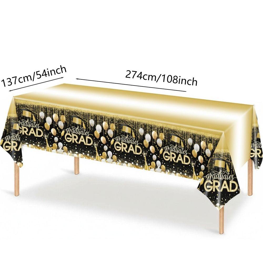 Waterproof Plastic Graduation Tablecloth Graduation Cap Stars Design Disposable Table Cover Diploma Pattern Party Decorations