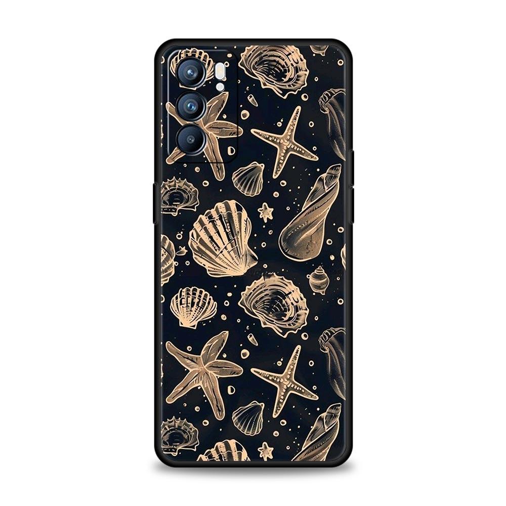 Ocean Coastal Seashell Seaweed Phone Case For Oppo A17 A31 A54 A57 A78 A79 A98 Find X5 X6 Reno 6 7 8 10 11 12 13 F Pro Soft TPU