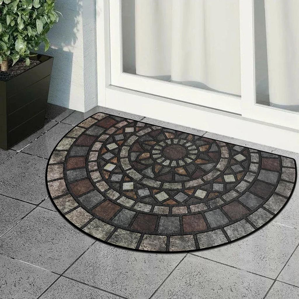 Entrance Carpet Home Door Entry Mat Outdoor Garden Decorative Carpets Luxury Welcome DoorMats Semi-circular Rug Tapete De Entra