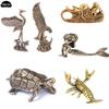 1PCS Antique Brass Eagle Crane Statue Small Ornaments Vintage Brass Animal Figurines Crafts Desk Home Decor Accessories Gifts