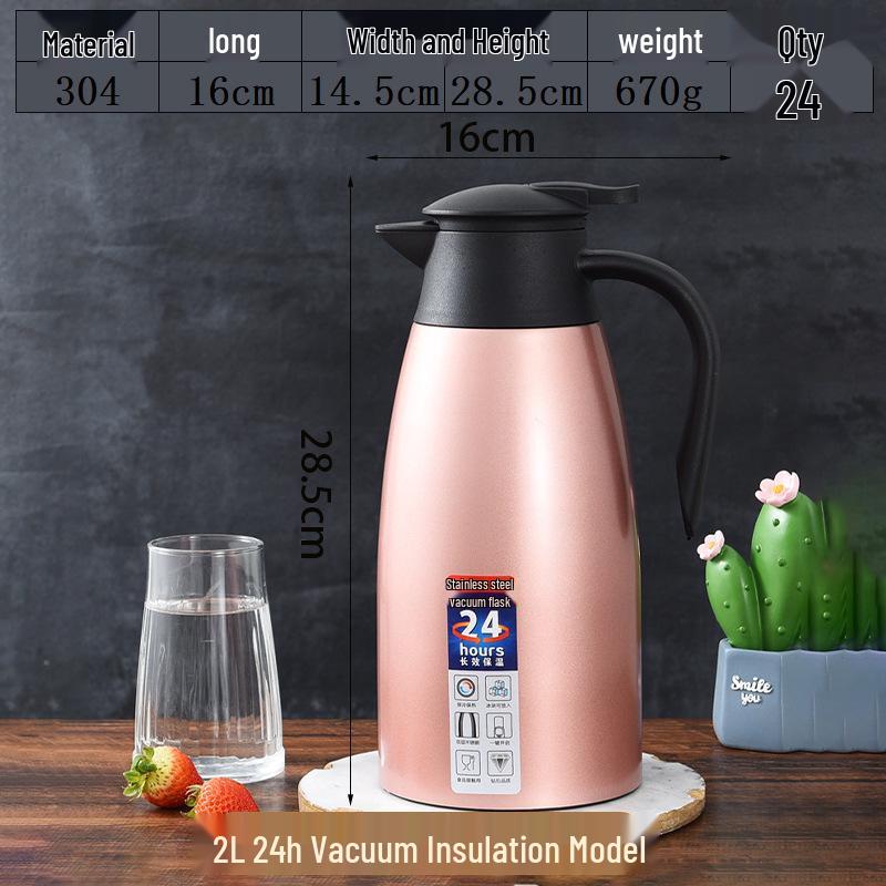 304 Stainless Steel Insulated Teapot Thermos Flask, Large Capacity 24-Hour Hot Water Bottle