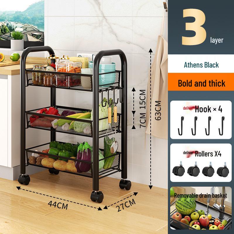 Movable Multi-Layer Kitchen & Bathroom Storage Rack for Fruits & Vegetables
