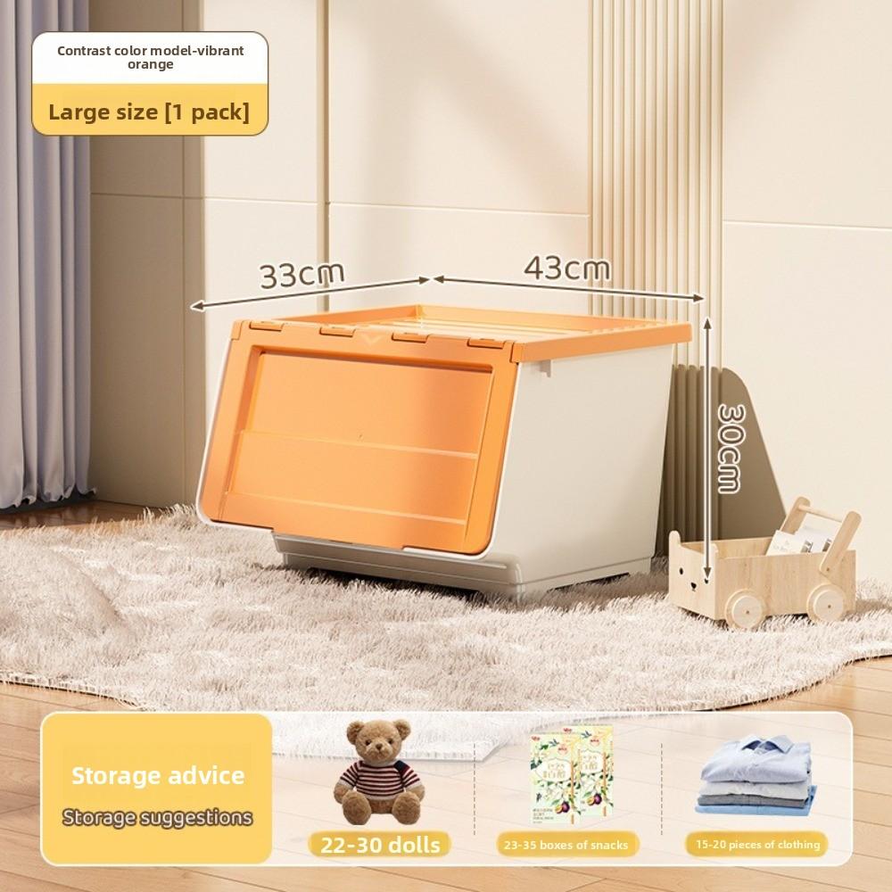 Stackable Flip Cover Storage Box Multi-Size Children's Playroom Organizer  Children's Playroom