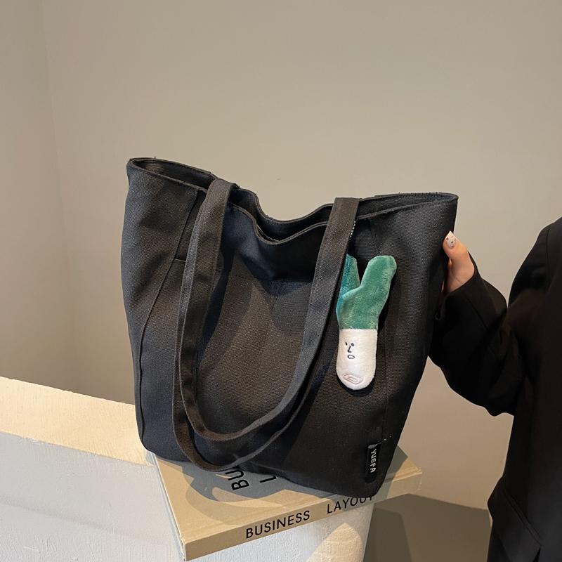 Microfiber Solid Color Zipper Casual Tote Bag Large Capacity Commute Simple Durable Bags Fashi Daily Versatile Shoulder Bags