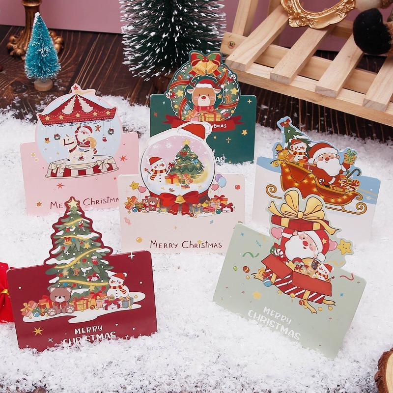 Merry Christmas Greeting Card Mini Christmas Blessing Greeting Cards School Envelope Postcard Gift Card for Xmas New Year Gifts