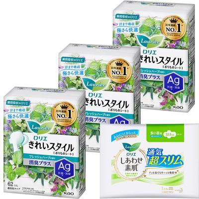 Laurier Kirei Style Deodorant Duft frische Kräuter 62 Stück x 3er-Set Bonus enthalten (186 Stück) +