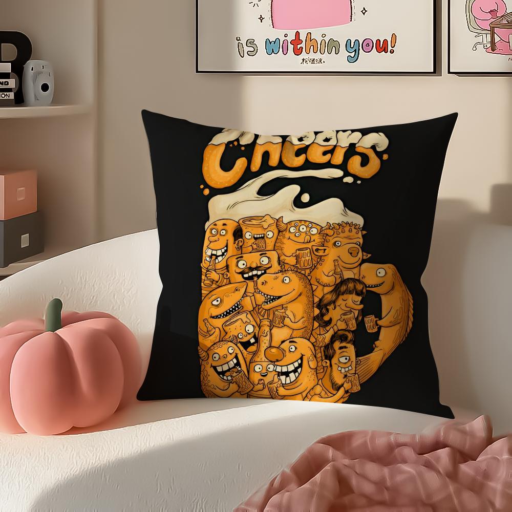 Rustikal Gemütlich Kunst Bier Wein Retro Stil Kissenbezug Kissenhülle Kurzer Plüsch Verdeckter Reißverschluss Zimmer Sofa Kissenbezug