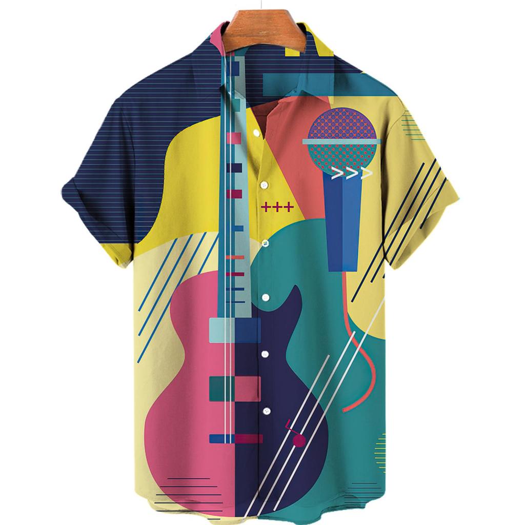 Chemise hawaïenne décontractée d'été imprimée en 3D pour hommes, chemise de bord de mer de vacances
