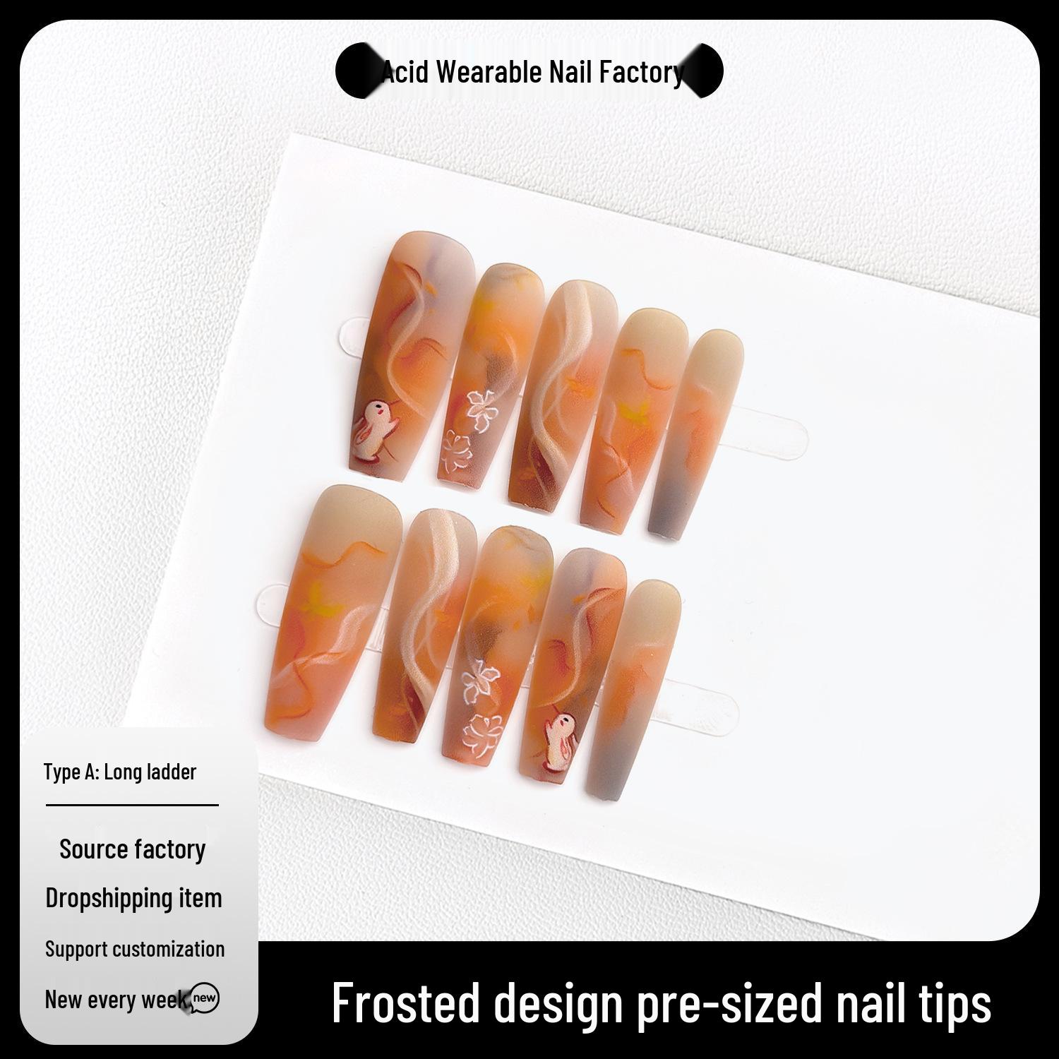 

Jiaolong Summer Suede Matte Ombre Rabbit Nail Set Extra Small