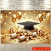 2D Shiny Graduation Backdrop Gold Balloon Star Graduation Photo Booth Background