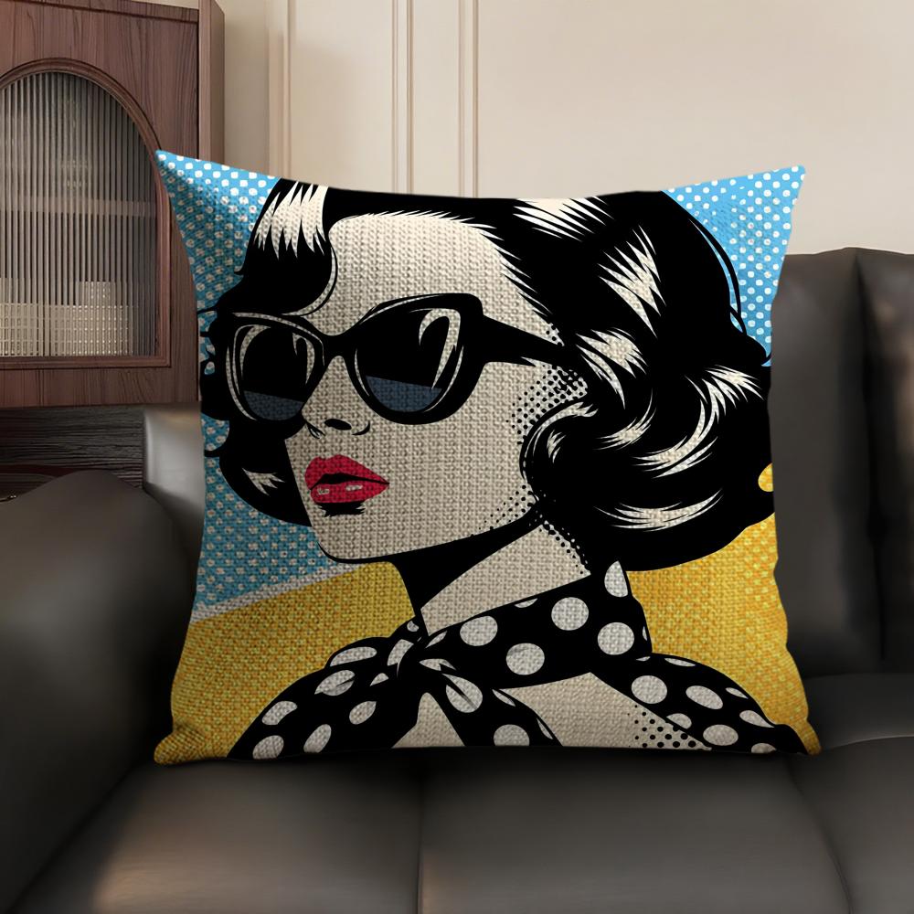 Classic Retro Artist R-Roy Lichtenstein Pillow Case Double-Sided Printing Short Plush Sofa Cushion Cover Bedroom Bedside Pillow