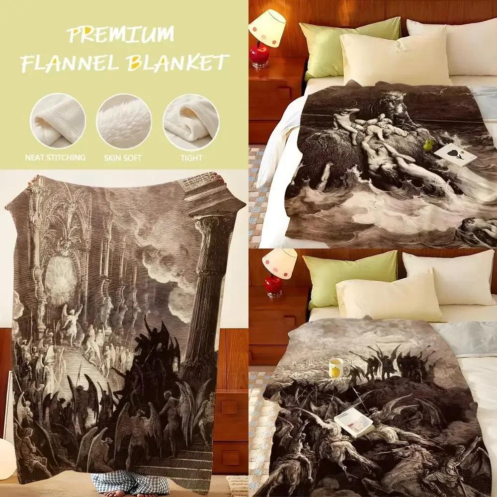 Artist G-Gustave D-Dore Throw Flannel Throw Blanket, Lightweight Cozy, Durable Washable cute Cool